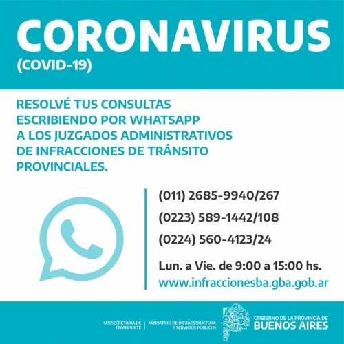 Seguridad Vial de la provincia habilitó líneas de Whatsapp para facilitar gestiones
